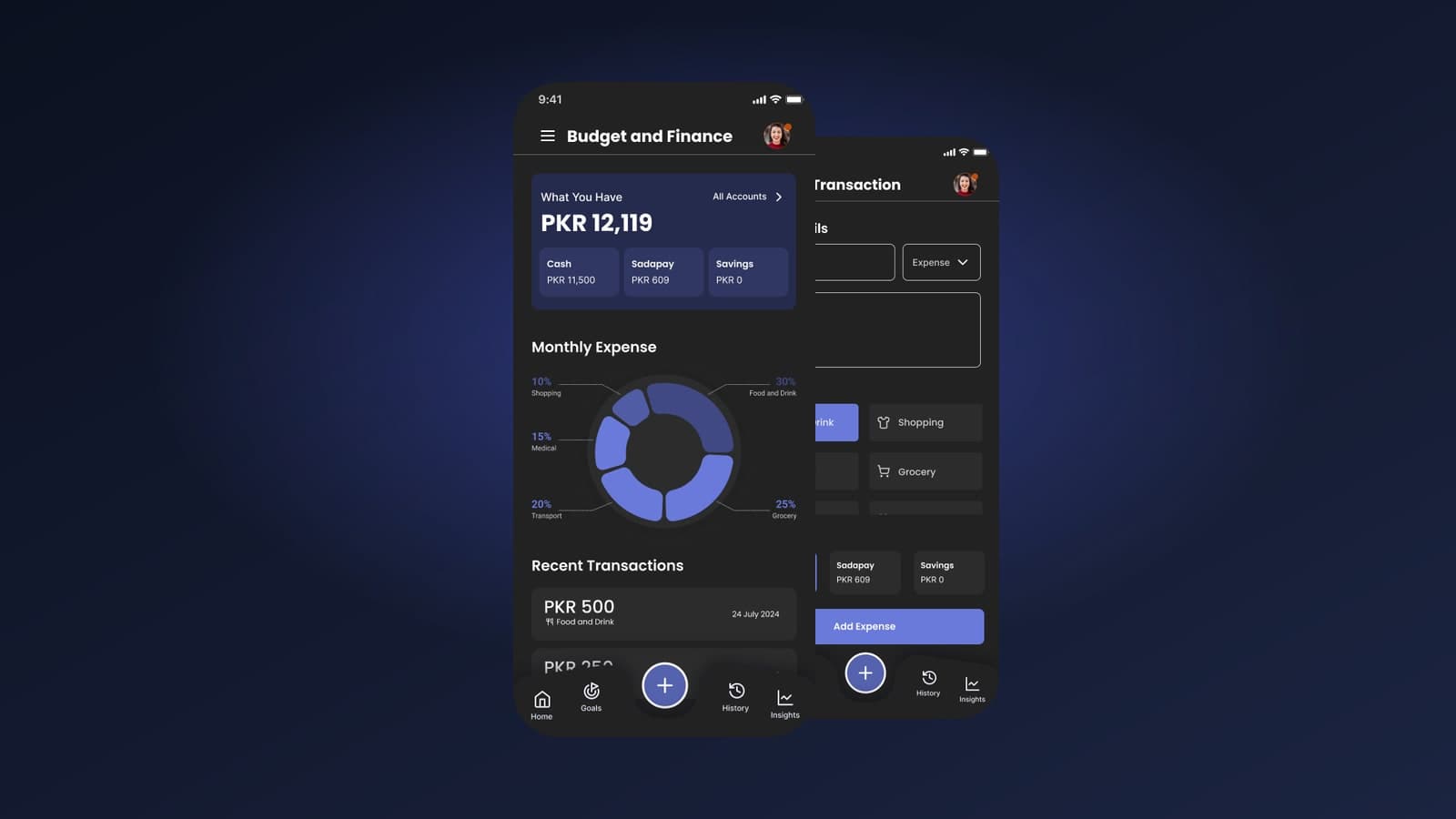 Budget and Finance app screens