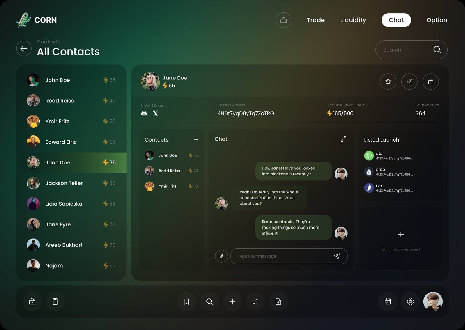Corn chat screen