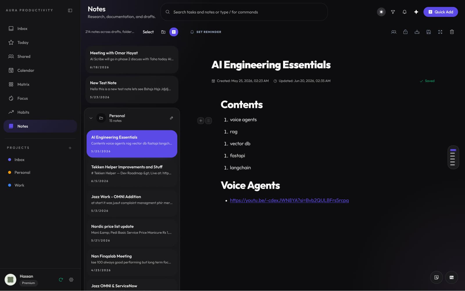 Aura rich text editor with task lists