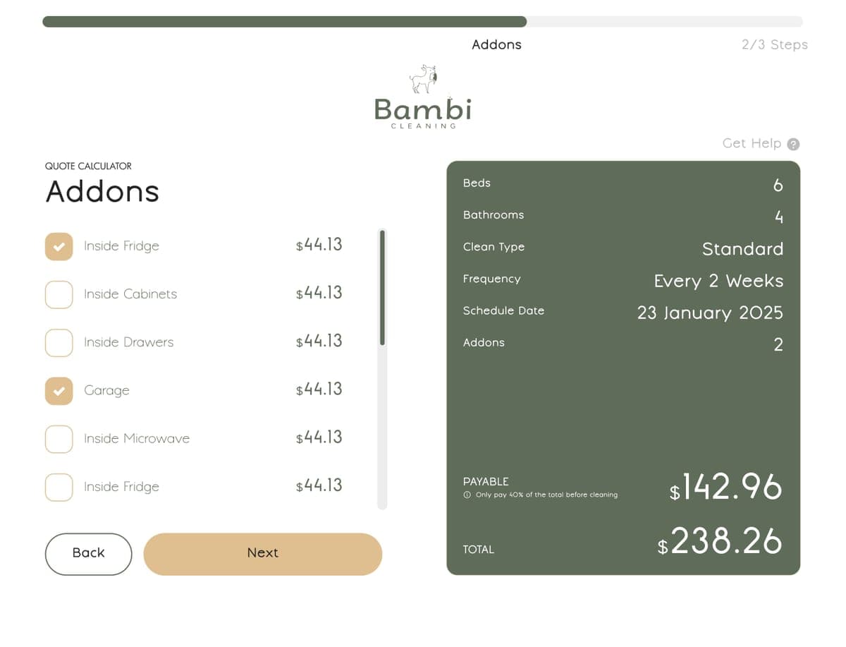Bambi modify booking step