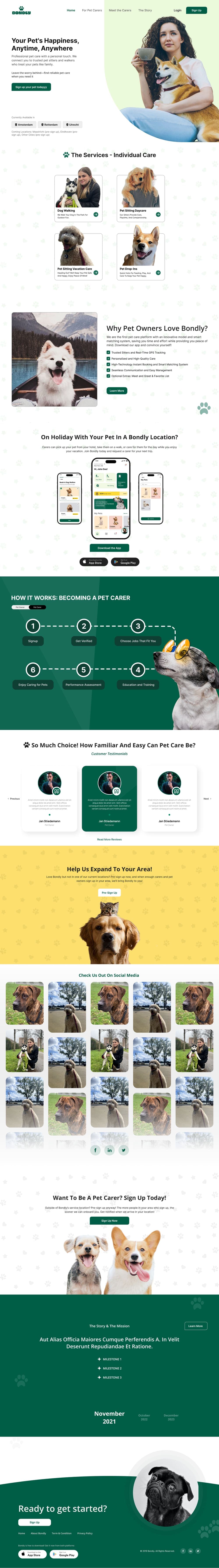 Bondly full landing page