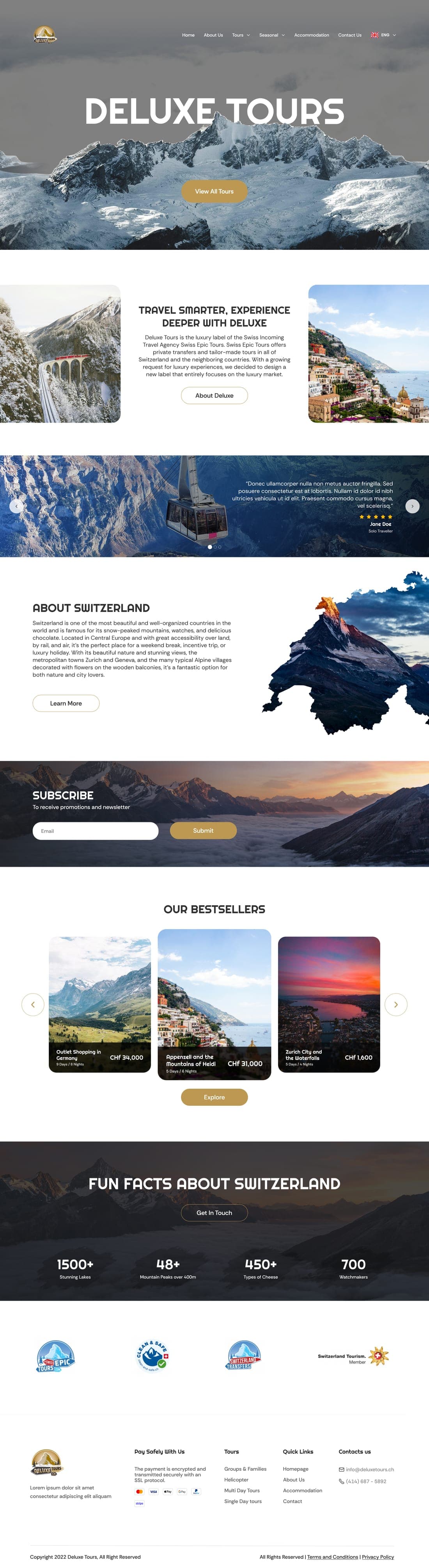 Deluxe Tours full landing page