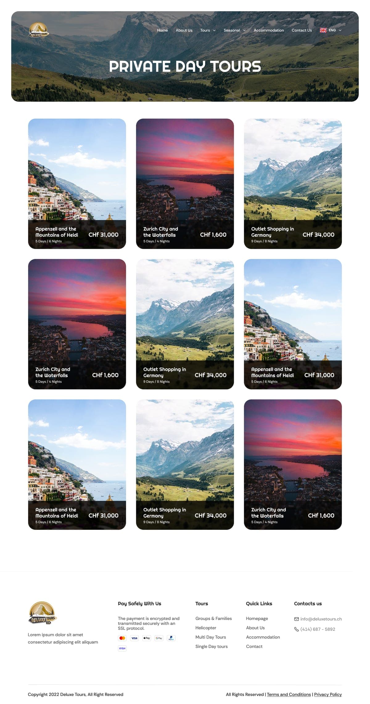 Deluxe Tours private day tours page