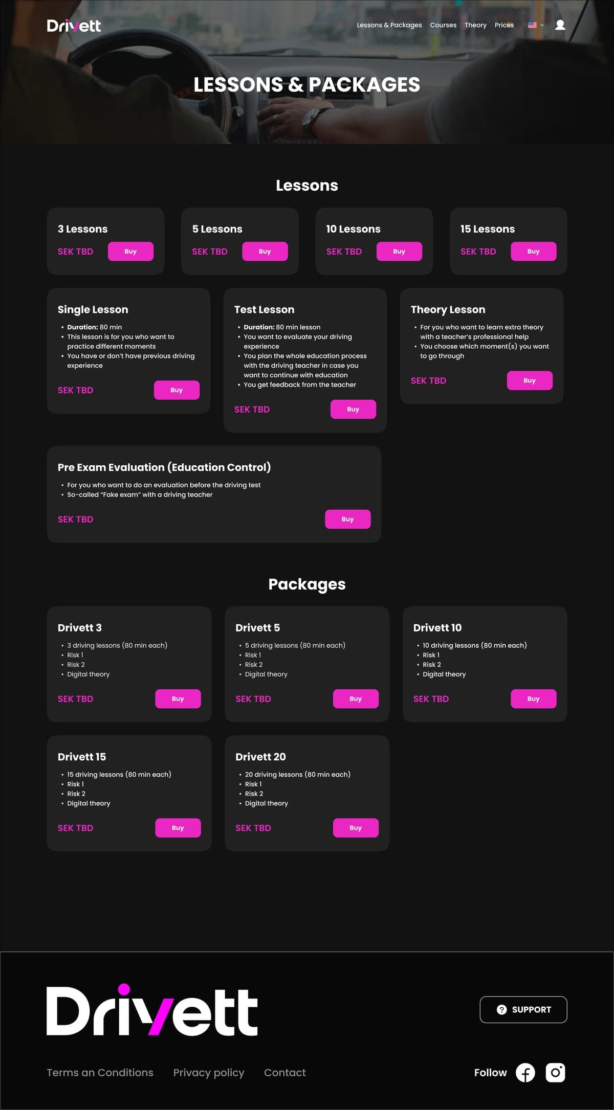 Drivett lessons and packages