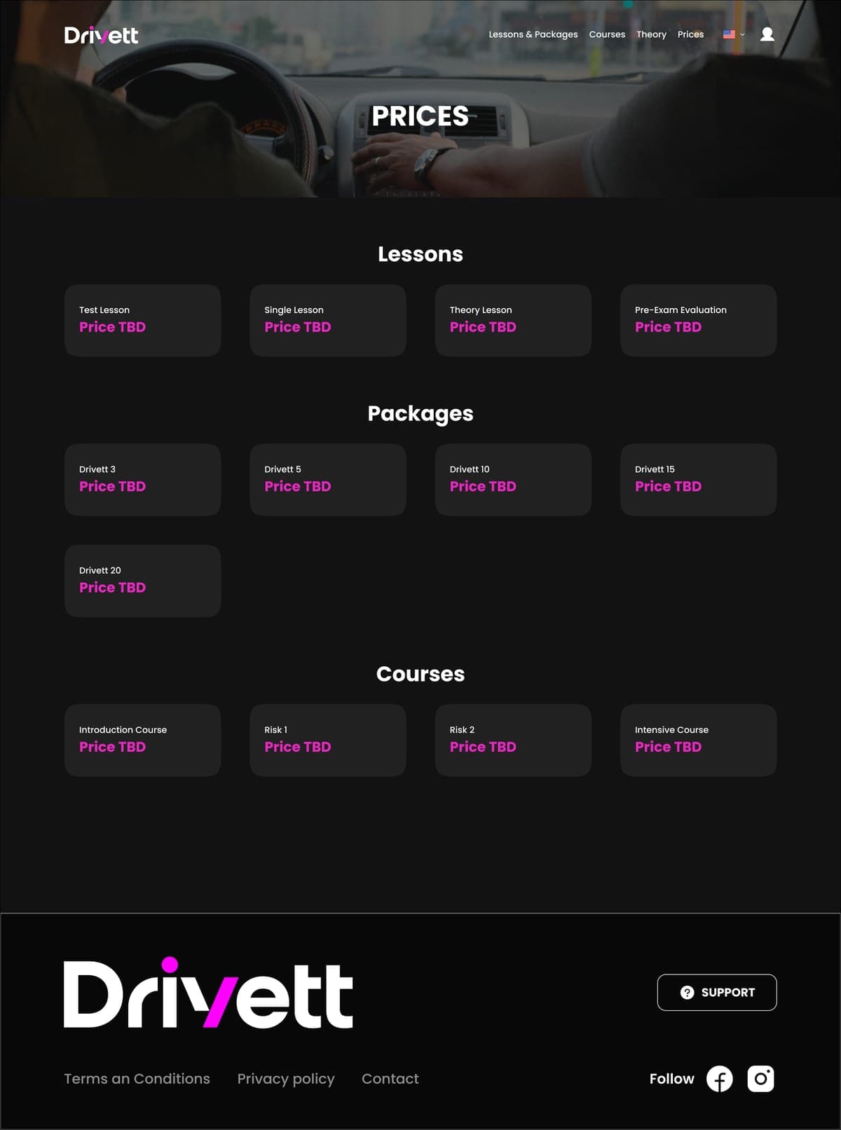 Drivett prices page