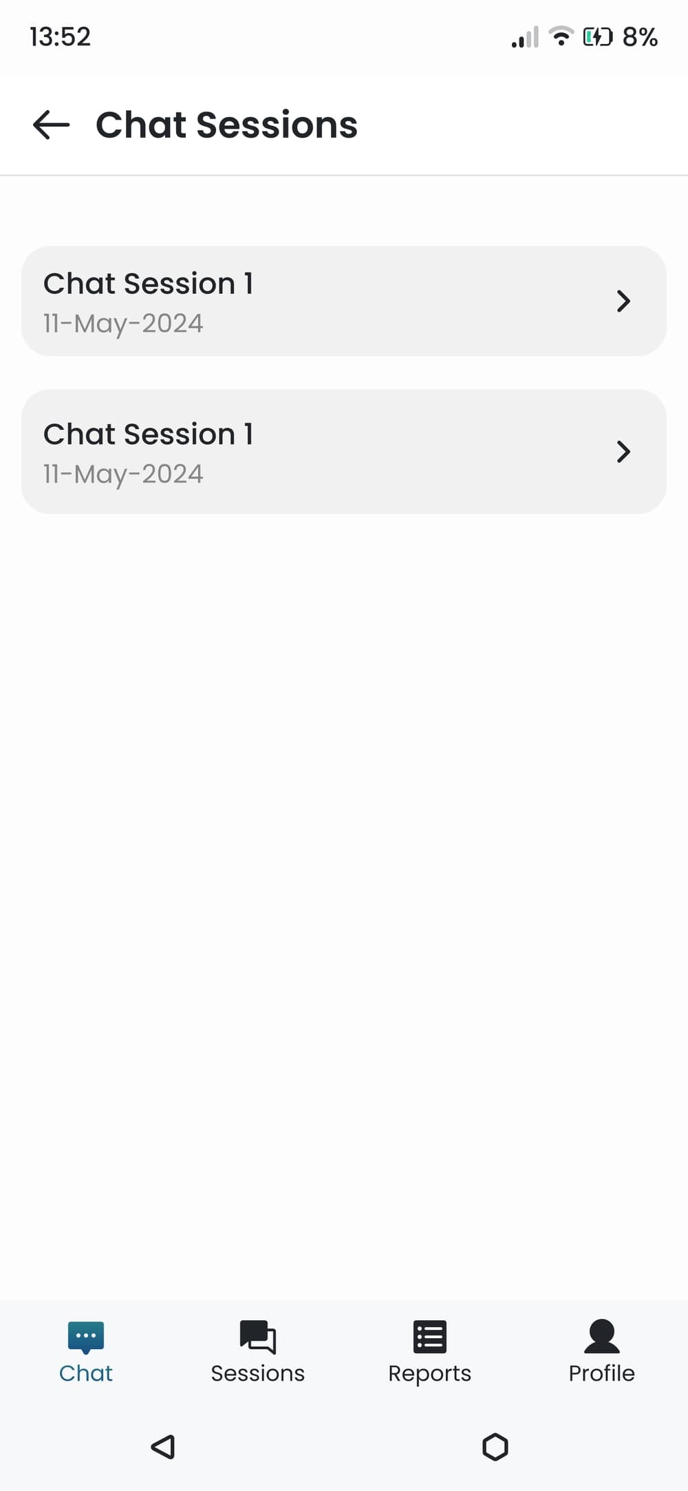 Eunoia chat sessions list