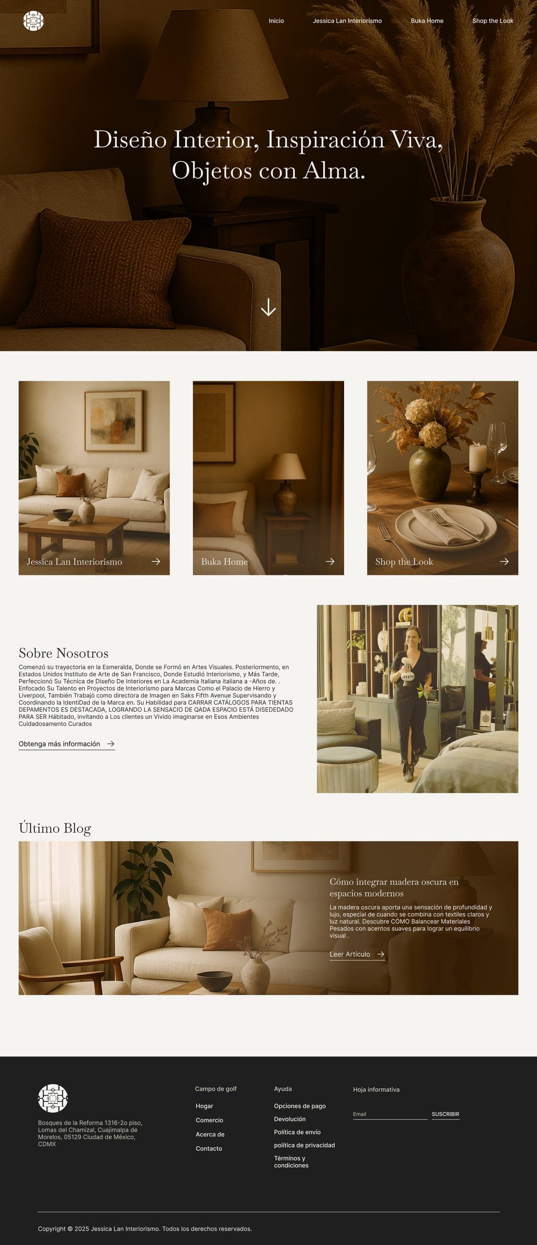 Jessica Lan Interiorismo studio landing